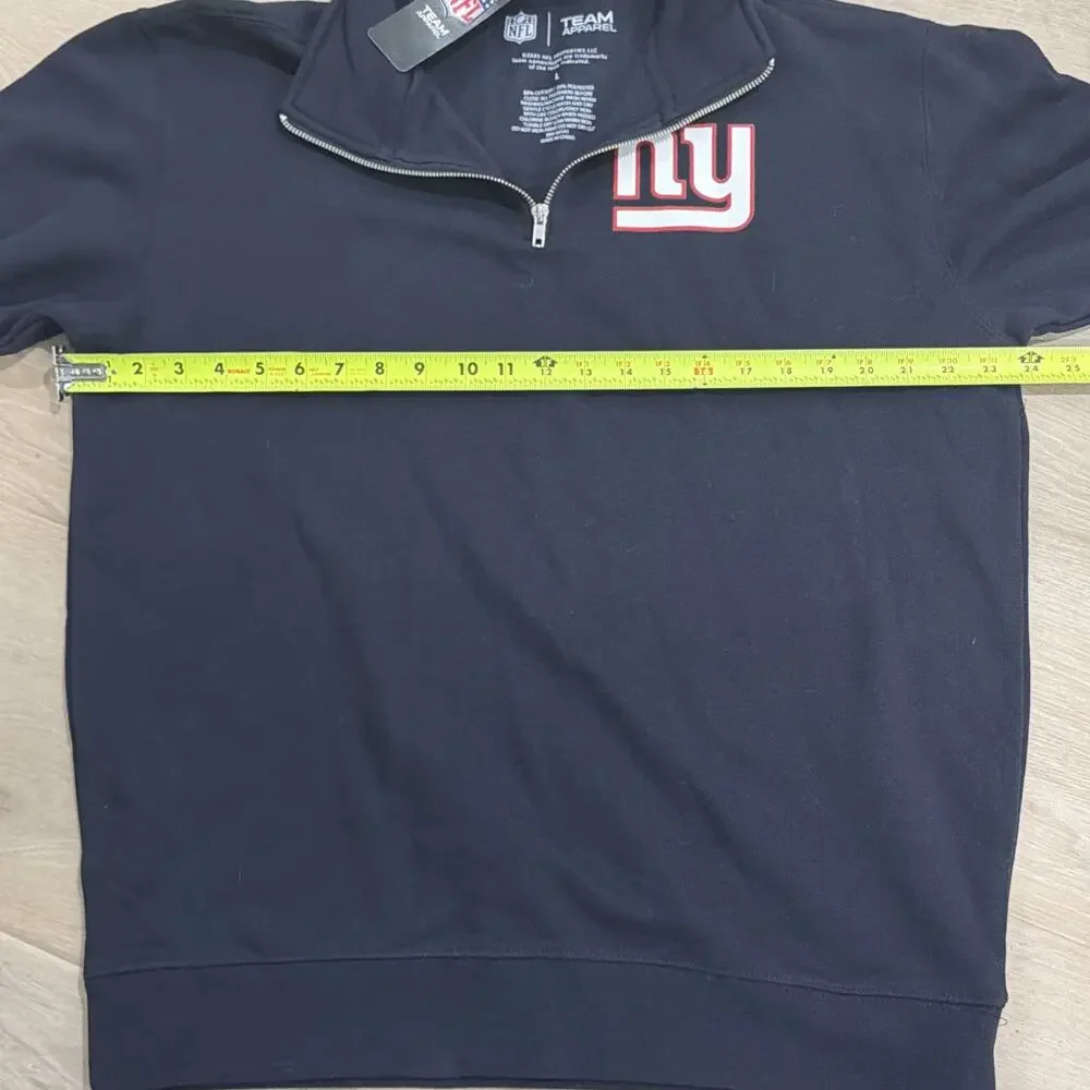 New York Giants Sweatshirt Mens 1/4 Zip Pullover Chest Logo NFL Team Apparel